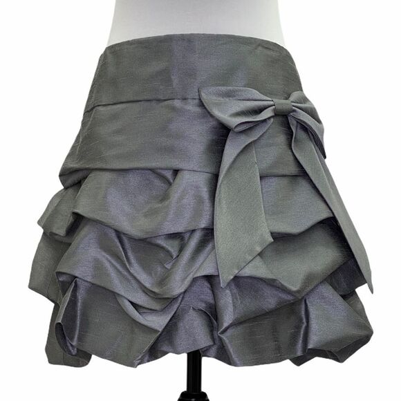 Takara Gray Ruffled Mini A-line Bubble Skirt 7 - Picture 4 of 8